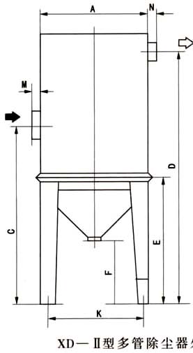 XD-Ⅱ型多管旋風除塵器安裝尺寸